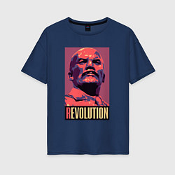 Футболка оверсайз женская Lenin revolution, цвет: тёмно-синий