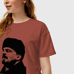 Футболка оверсайз женская Ленин в шапке, цвет: кирпичный — фото 2
