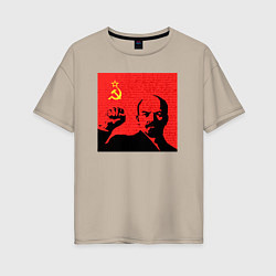 Женская футболка оверсайз Lenin in red