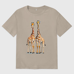 Футболка оверсайз женская Друзья-жирафы, цвет: миндальный