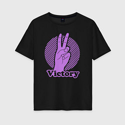 Женская футболка оверсайз Victory hand gesture