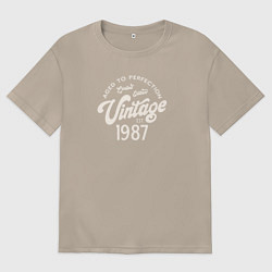 Футболка оверсайз женская 1987 год - выдержанный до совершенства, цвет: миндальный