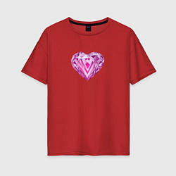 Футболка оверсайз женская Розовое алмазное сердце, цвет: красный