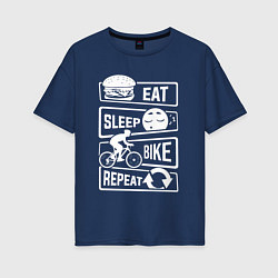 Женская футболка оверсайз Eat sleep bike