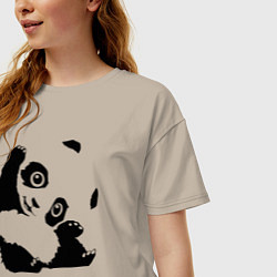 Футболка оверсайз женская I love panda, цвет: миндальный — фото 2