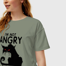 Футболка оверсайз женская I am not angry cat, цвет: авокадо — фото 2