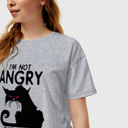 Футболка оверсайз женская I am not angry cat, цвет: меланж — фото 2
