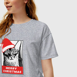Футболка оверсайз женская Счастливого абиссинского Рождества, цвет: меланж — фото 2
