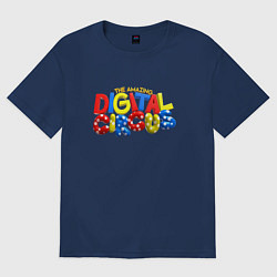 Футболка оверсайз женская Удивительный цифровой цирк лого, цвет: тёмно-синий