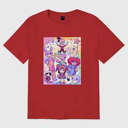 Футболка оверсайз женская The amazing digital circus together, цвет: красный