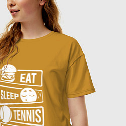 Футболка оверсайз женская Еда сон теннис, цвет: горчичный — фото 2