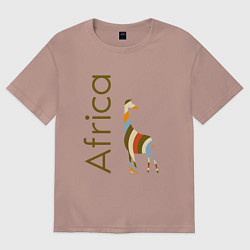 Футболка оверсайз женская Жираф цвета Африки, цвет: пыльно-розовый