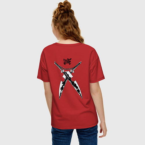 Женская футболка оверсайз Клинки Тенгена / Красный – фото 4
