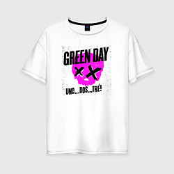 Футболка оверсайз женская Green Day uno dos tre, цвет: белый