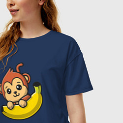 Футболка оверсайз женская Банановая обезьянка, цвет: тёмно-синий — фото 2