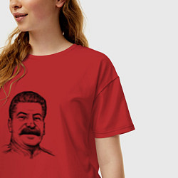 Футболка оверсайз женская Сталин улыбается, цвет: красный — фото 2