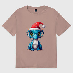 Футболка оверсайз женская Дракончик в очках, цвет: пыльно-розовый