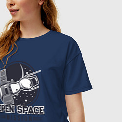 Футболка оверсайз женская Миссия открытый космос, цвет: тёмно-синий — фото 2