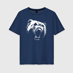 Футболка оверсайз женская Медведь рычащий, цвет: тёмно-синий