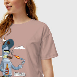 Футболка оверсайз женская К черту работу - давайте выпьем, цвет: пыльно-розовый — фото 2