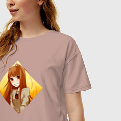 Футболка оверсайз женская Улыбка волчицы, цвет: пыльно-розовый — фото 2