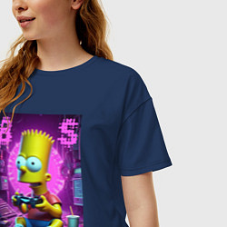 Футболка оверсайз женская Bart Simpson - cool gamer, цвет: тёмно-синий — фото 2