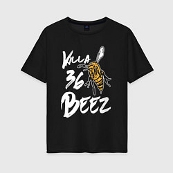 Футболка оверсайз женская Killa beez 36, цвет: черный