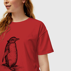 Футболка оверсайз женская Императорский пингвиненок, цвет: красный — фото 2