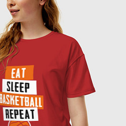 Футболка оверсайз женская Eat sleep basketball, цвет: красный — фото 2