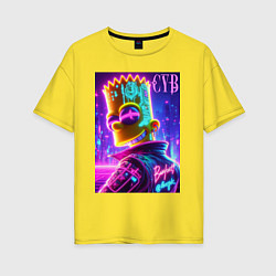 Футболка оверсайз женская Cyber Bart - neon glow, цвет: желтый
