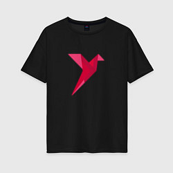 Футболка оверсайз женская Геометрическая колибри, цвет: черный