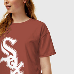 Футболка оверсайз женская Chicago white sox - baseball, цвет: кирпичный — фото 2