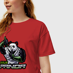 Футболка оверсайз женская Панда ниндзя, цвет: красный — фото 2