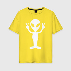 Футболка оверсайз женская Peace alien, цвет: желтый