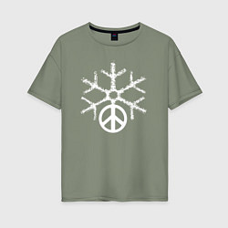 Футболка оверсайз женская Peace snow, цвет: авокадо