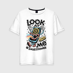 Футболка оверсайз женская Смотри, цвет: белый