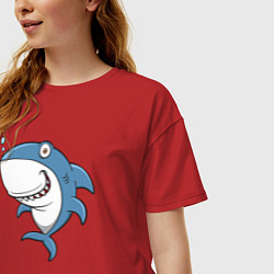 Футболка оверсайз женская Cute shark, цвет: красный — фото 2