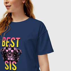 Футболка оверсайз женская Best sis, цвет: тёмно-синий — фото 2