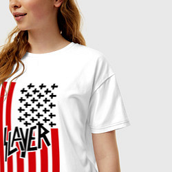 Футболка оверсайз женская Slayer Flag, цвет: белый — фото 2