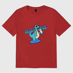 Футболка оверсайз женская Релаксаурус за работой Palworld, цвет: красный