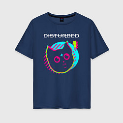 Футболка оверсайз женская Disturbed rock star cat, цвет: тёмно-синий