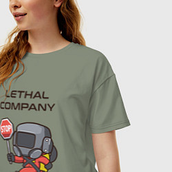 Футболка оверсайз женская Lethal company: Stop Please, цвет: авокадо — фото 2