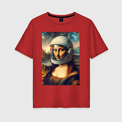 Футболка оверсайз женская Mona Lisa astronaut - neural network, цвет: красный