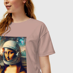 Футболка оверсайз женская Mona Lisa astronaut - neural network, цвет: пыльно-розовый — фото 2
