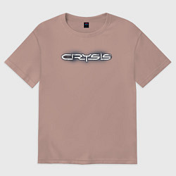 Футболка оверсайз женская Crysis логотип, цвет: пыльно-розовый