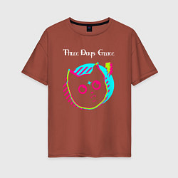 Футболка оверсайз женская Three Days Grace rock star cat, цвет: кирпичный
