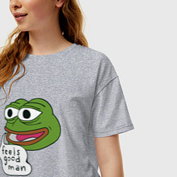 Футболка оверсайз женская Pepe feels good man, цвет: меланж — фото 2