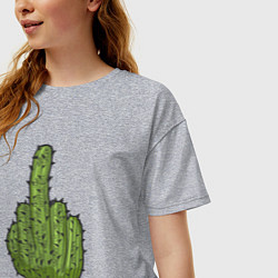 Футболка оверсайз женская Cactus fuck, цвет: меланж — фото 2
