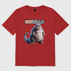 Футболка оверсайз женская Catzilla boss, цвет: красный