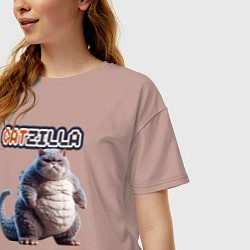 Футболка оверсайз женская Catzilla boss, цвет: пыльно-розовый — фото 2